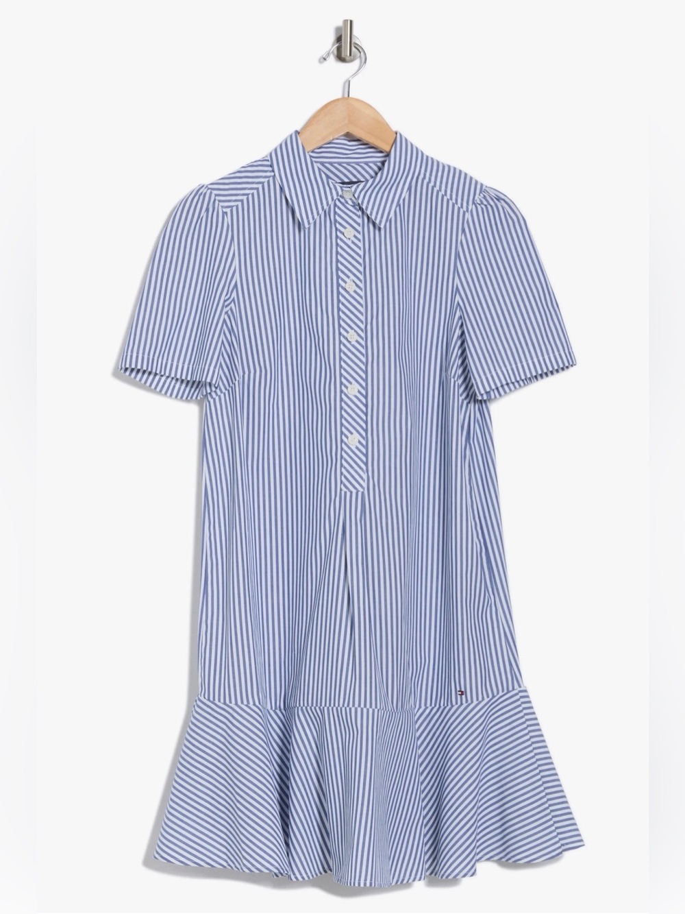 Tommy Hilfiger Ruffle Hem Cotton Shirtdress